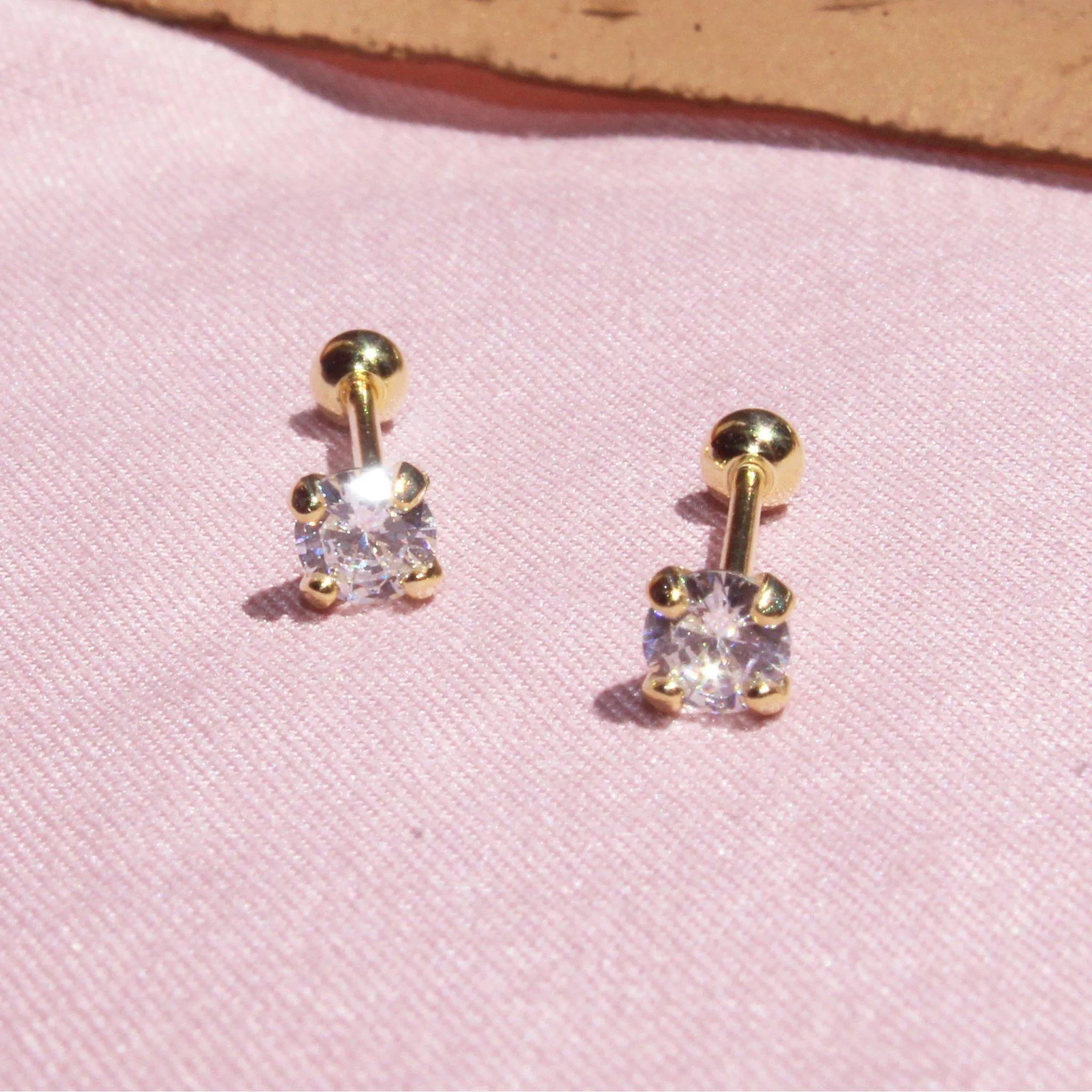 Single Diamond Screw Back Earrings