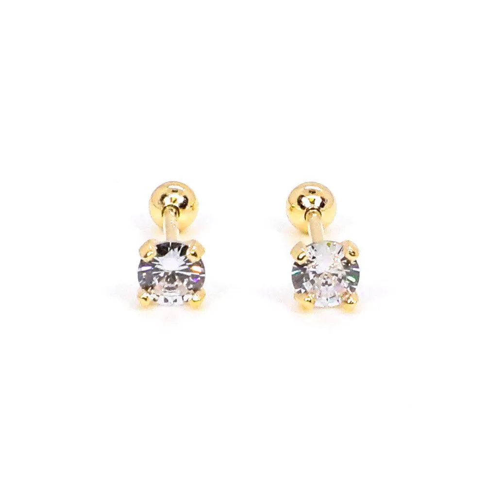 Single Diamond Screw Back Earrings