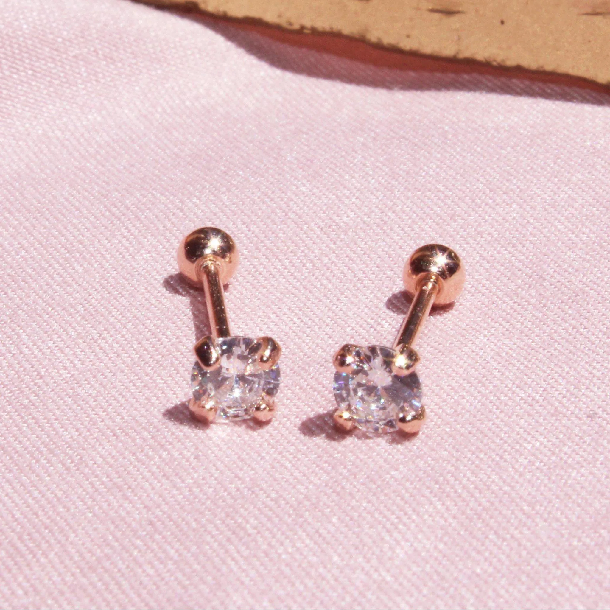 Single Diamond Screw Back Earrings