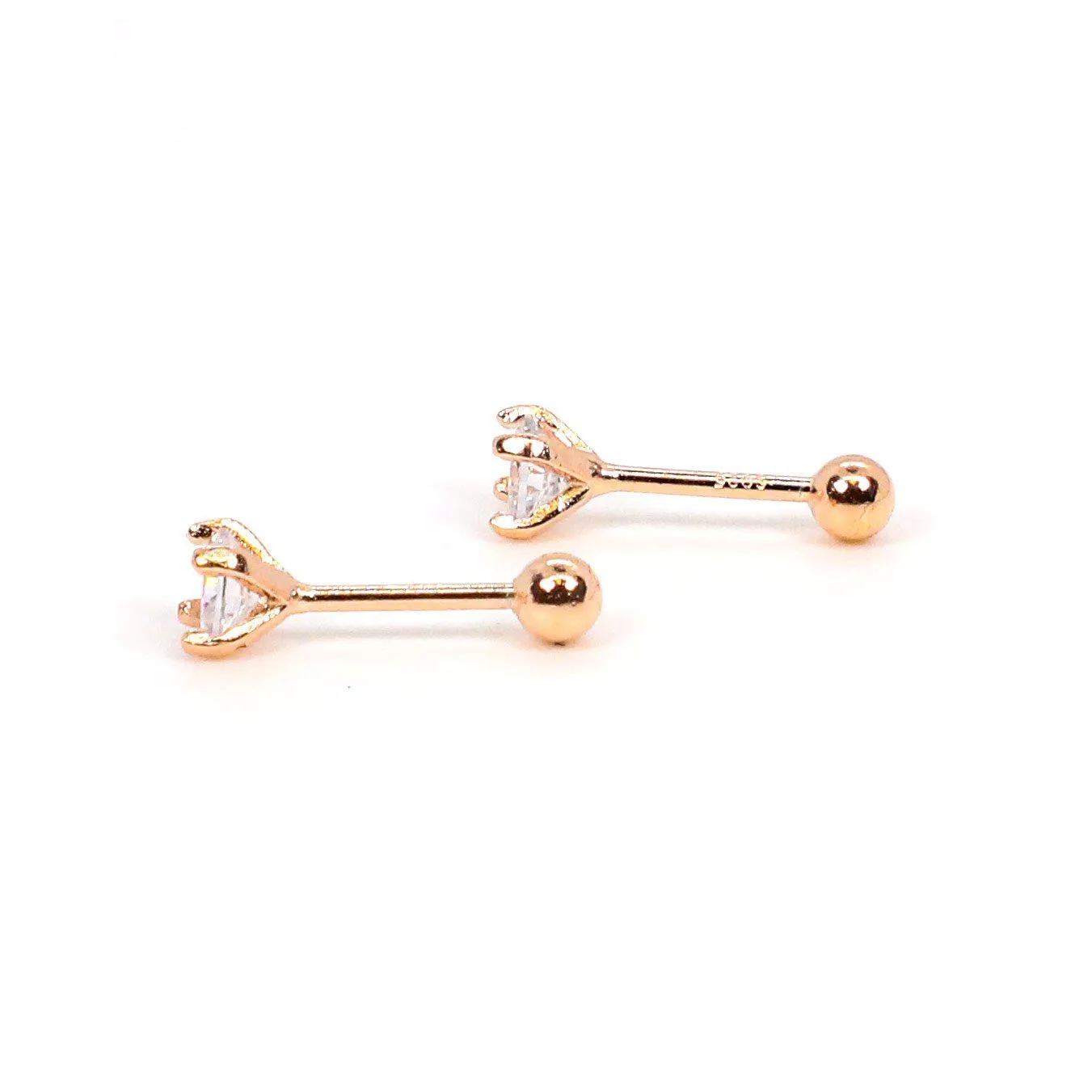 Single Diamond Screw Back Earrings