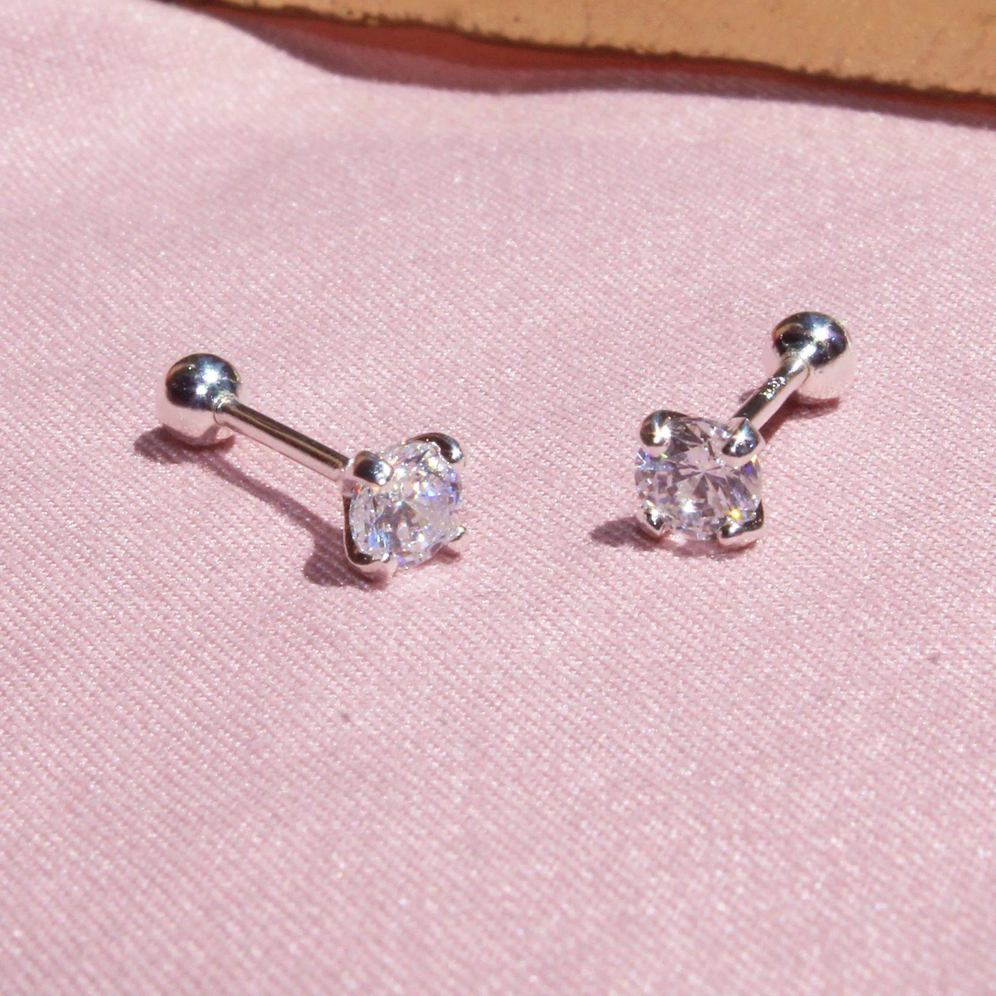 Single Diamond Screw Back Earrings