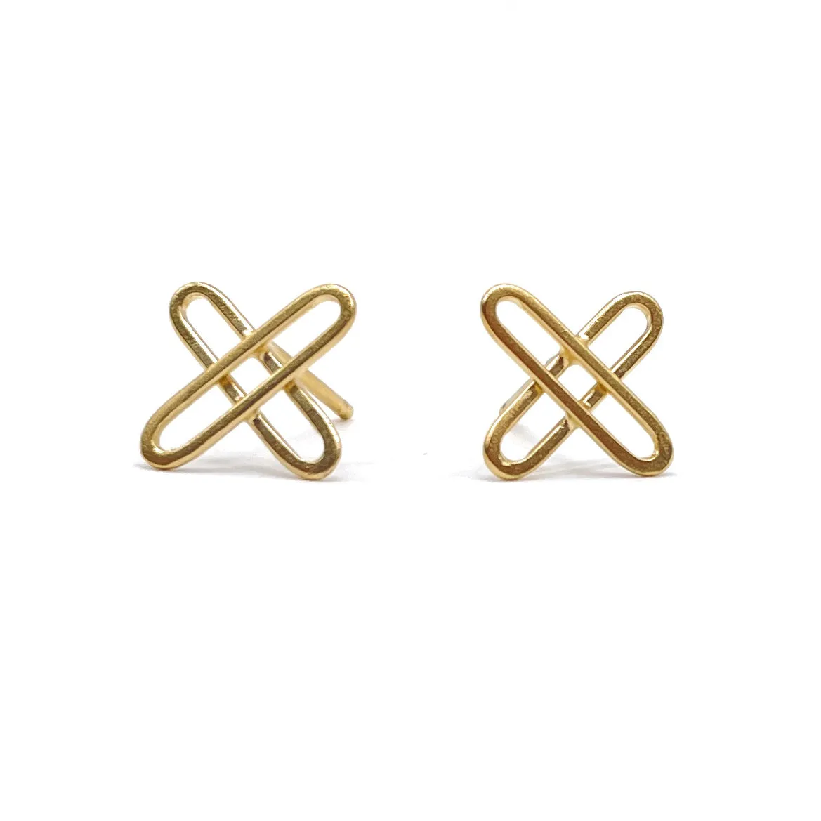 Single X Gold Studs