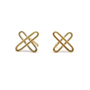 Single X Gold Studs