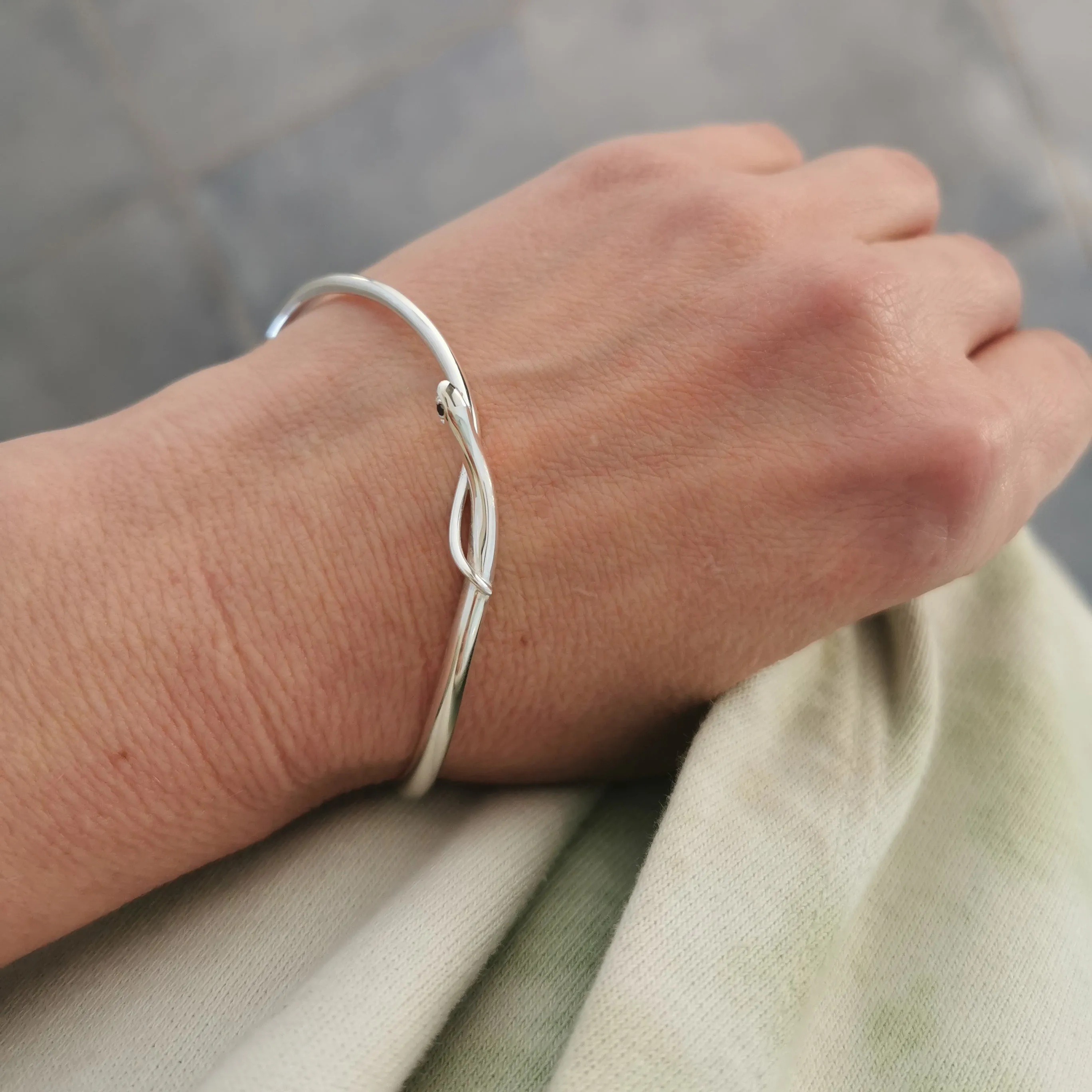 Snake Bangle with black diamonds