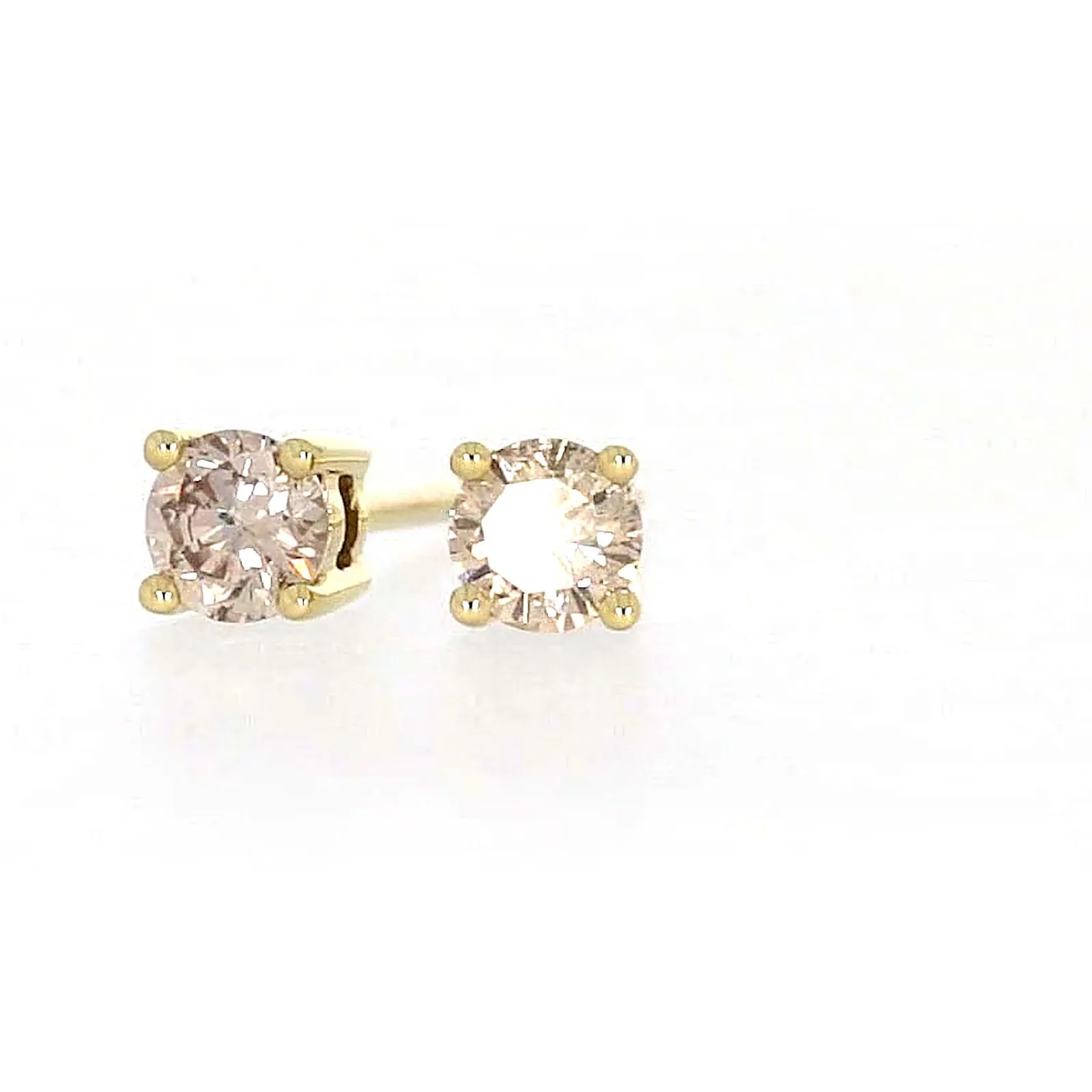 Solitaire 9ct Yellow Gold Round Brilliant Cut 1/4 CARAT tw of Diamonds Stud Earrings