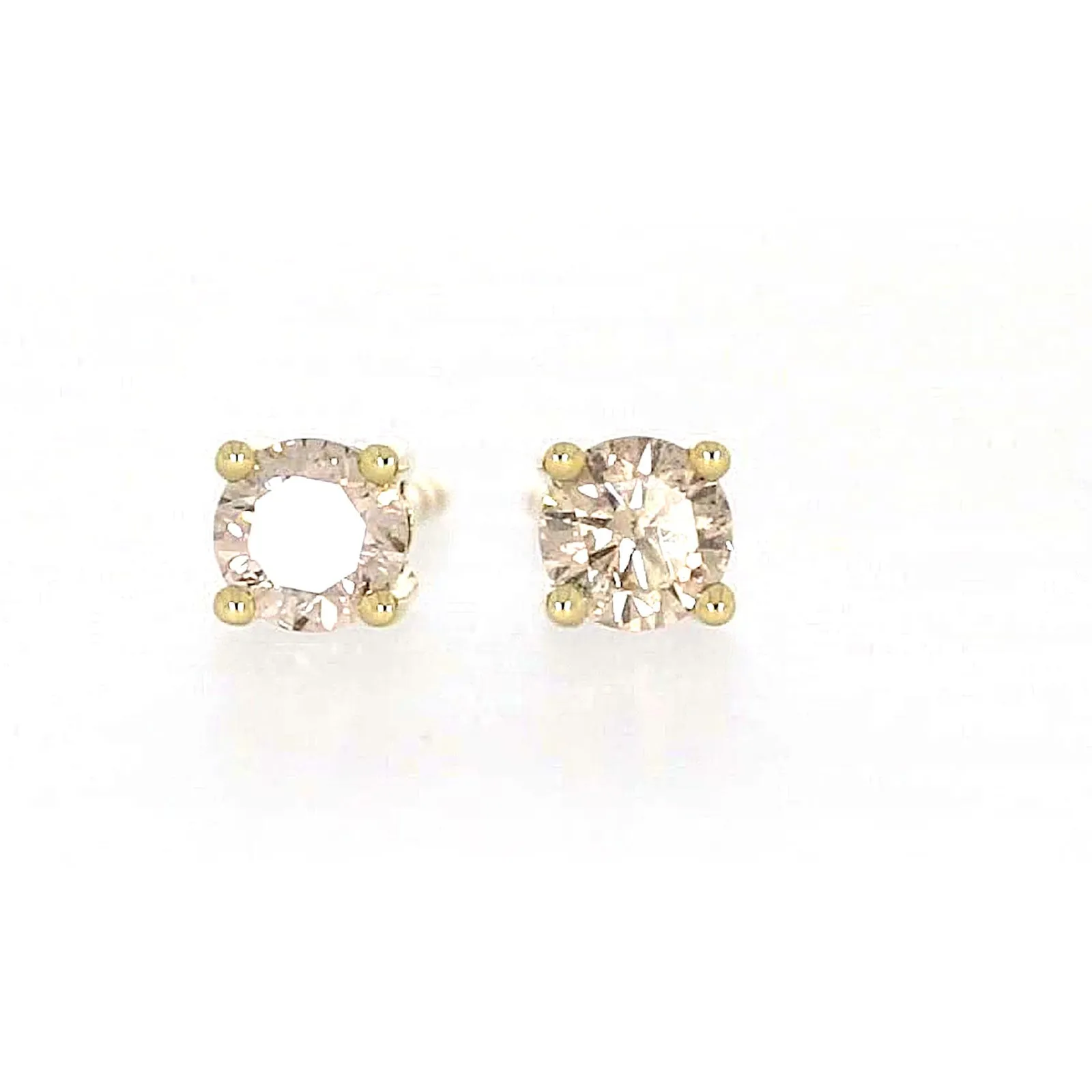 Solitaire 9ct Yellow Gold Round Brilliant Cut 1/4 CARAT tw of Diamonds Stud Earrings