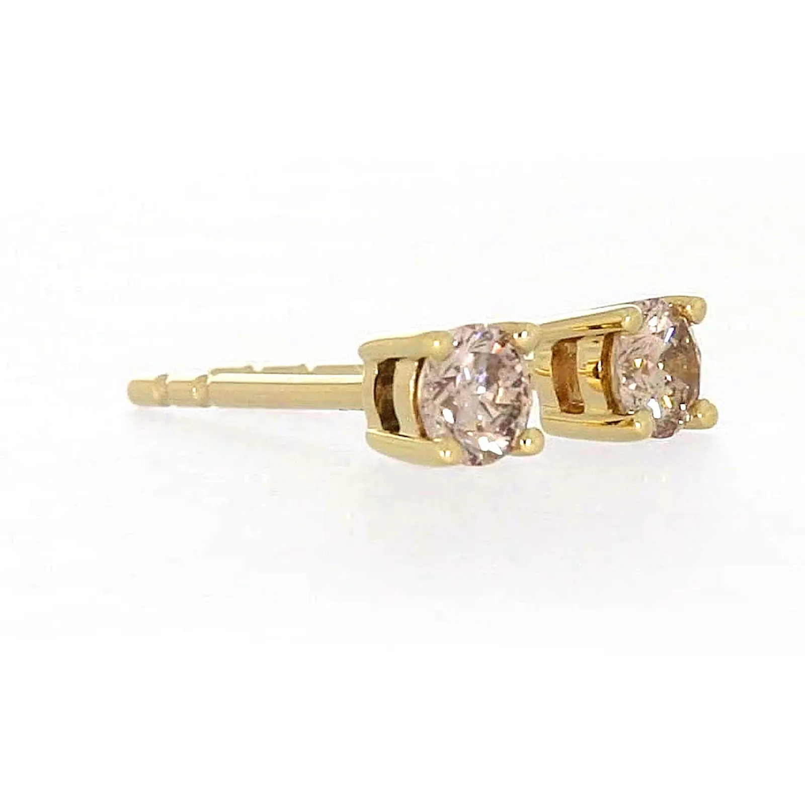 Solitaire 9ct Yellow Gold Round Brilliant Cut 1/4 CARAT tw of Diamonds Stud Earrings