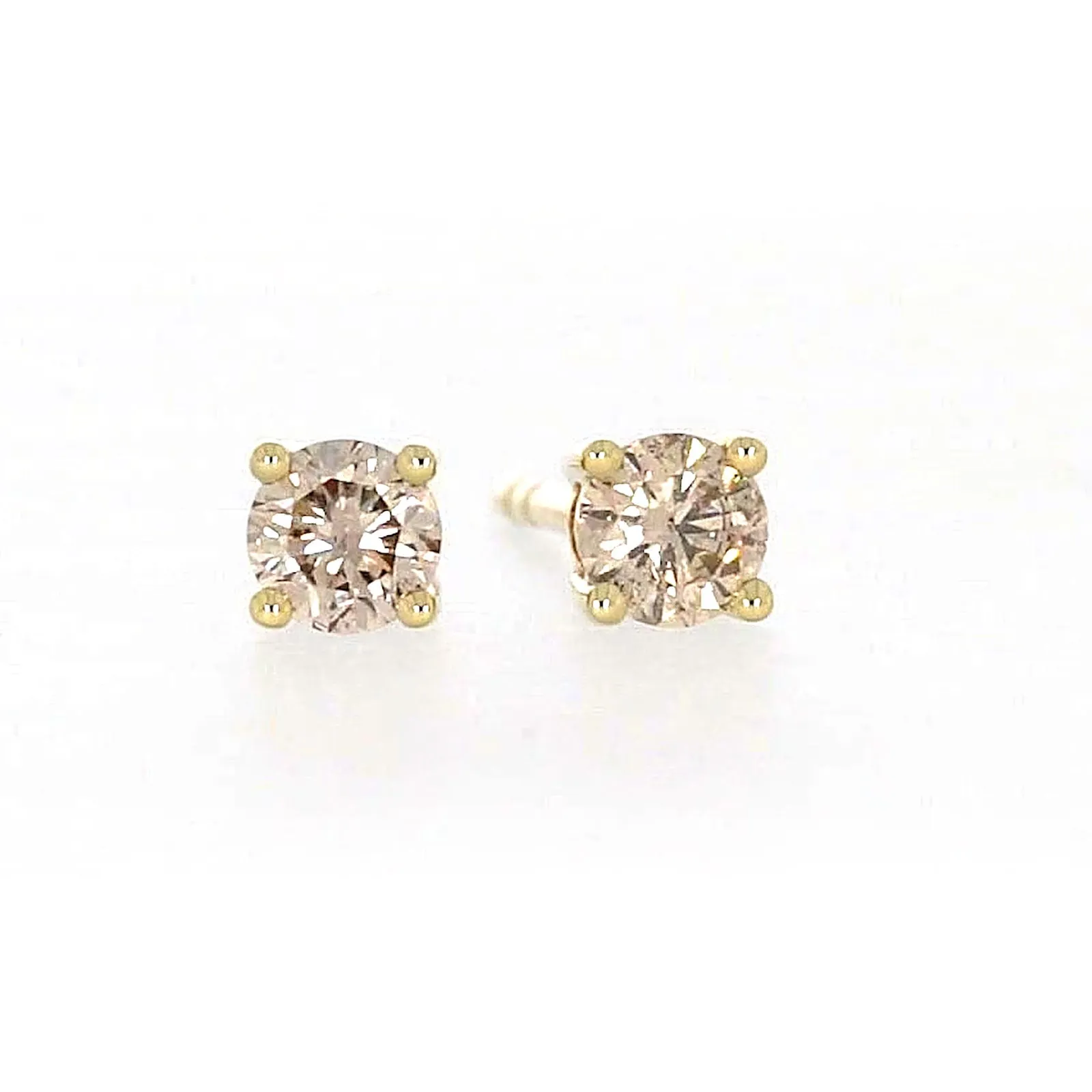 Solitaire 9ct Yellow Gold Round Brilliant Cut 1/4 CARAT tw of Diamonds Stud Earrings