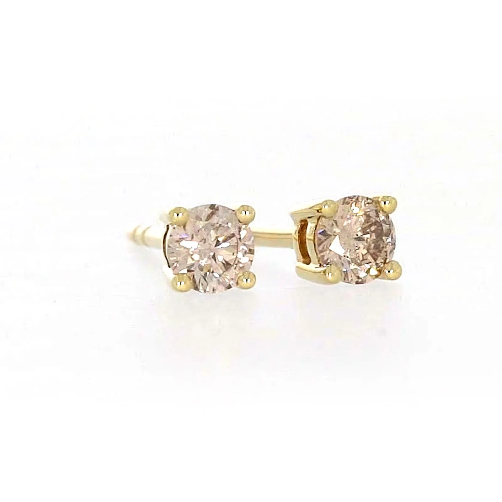 Solitaire 9ct Yellow Gold Round Brilliant Cut 1/4 CARAT tw of Diamonds Stud Earrings