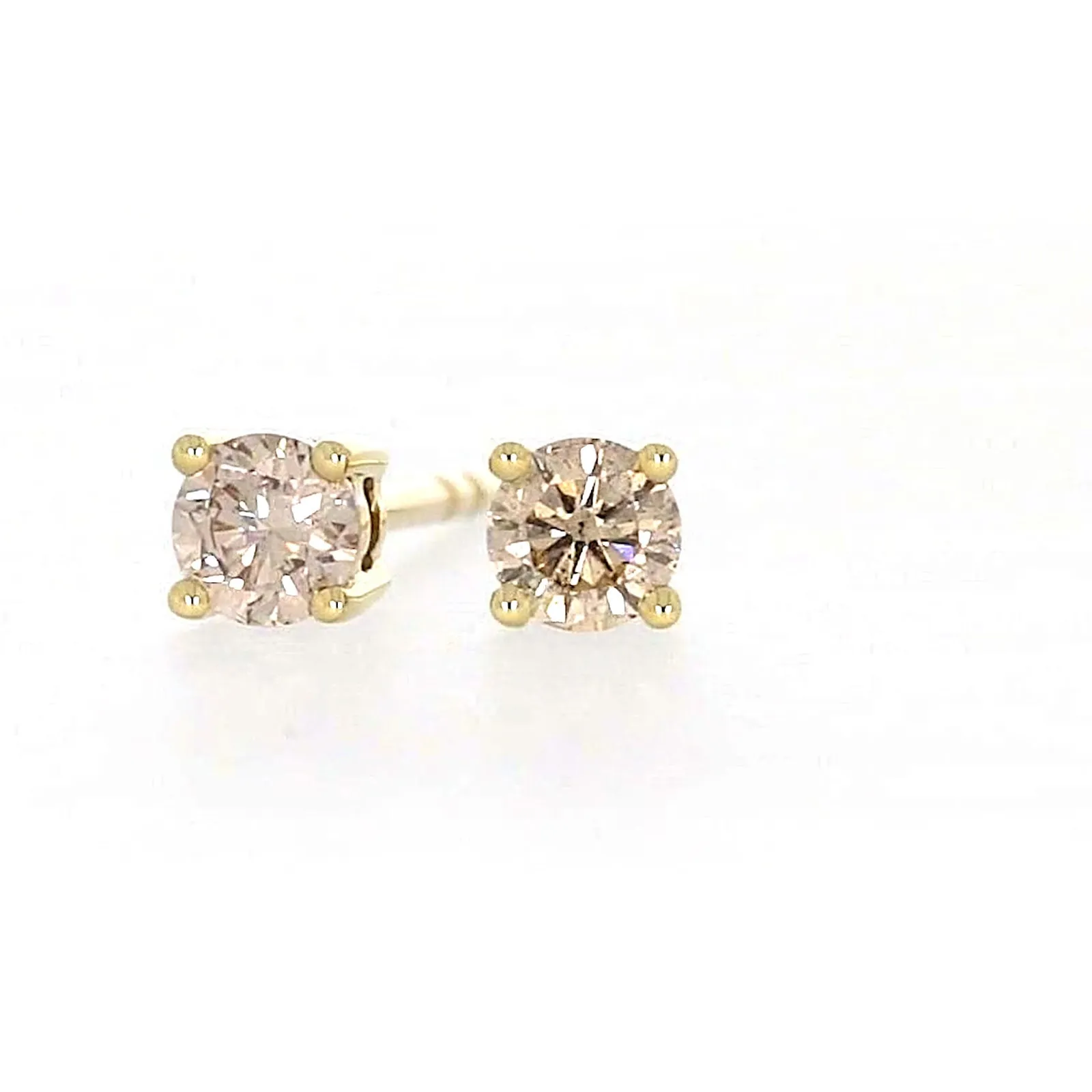 Solitaire 9ct Yellow Gold Round Brilliant Cut 1/4 CARAT tw of Diamonds Stud Earrings