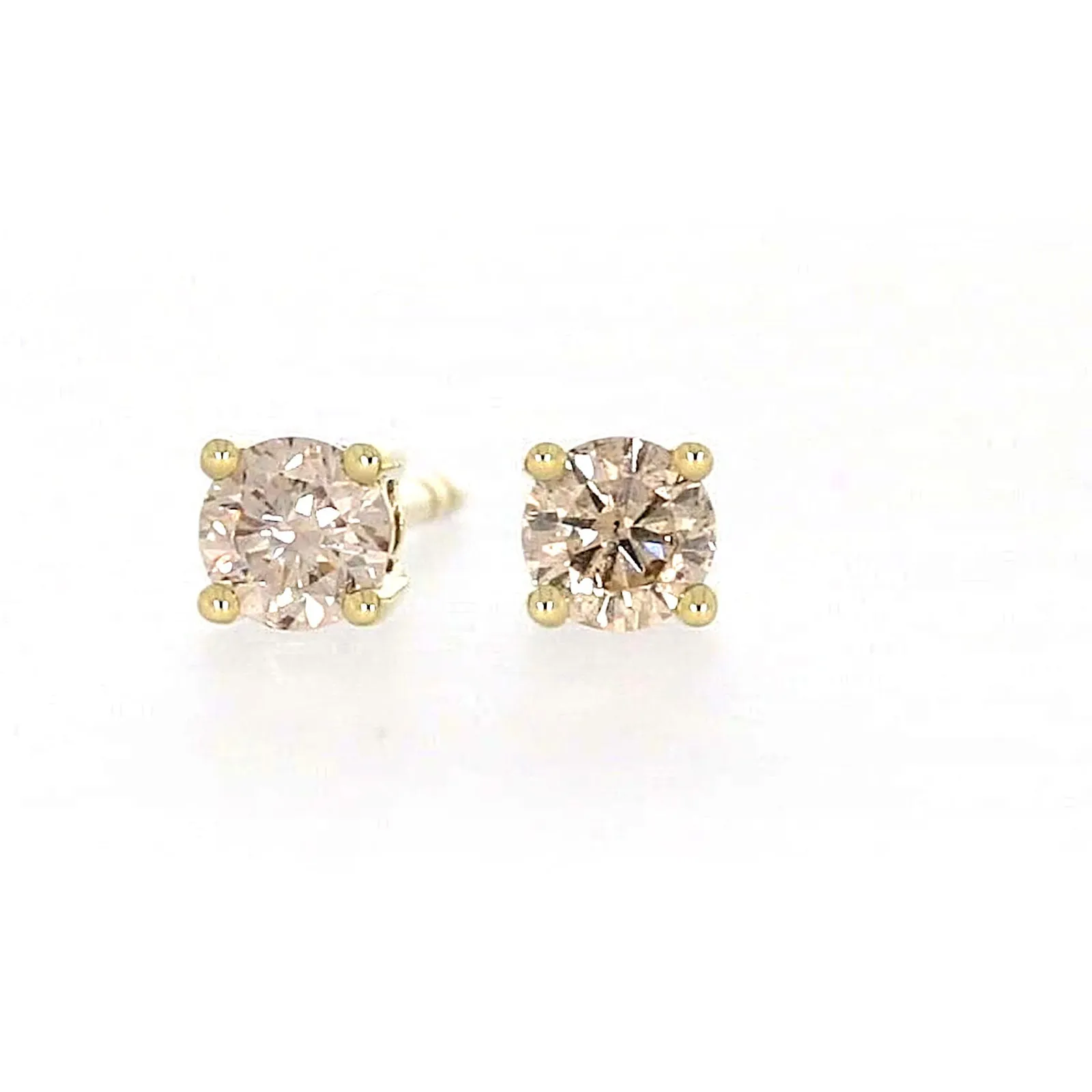 Solitaire 9ct Yellow Gold Round Brilliant Cut 1/4 CARAT tw of Diamonds Stud Earrings