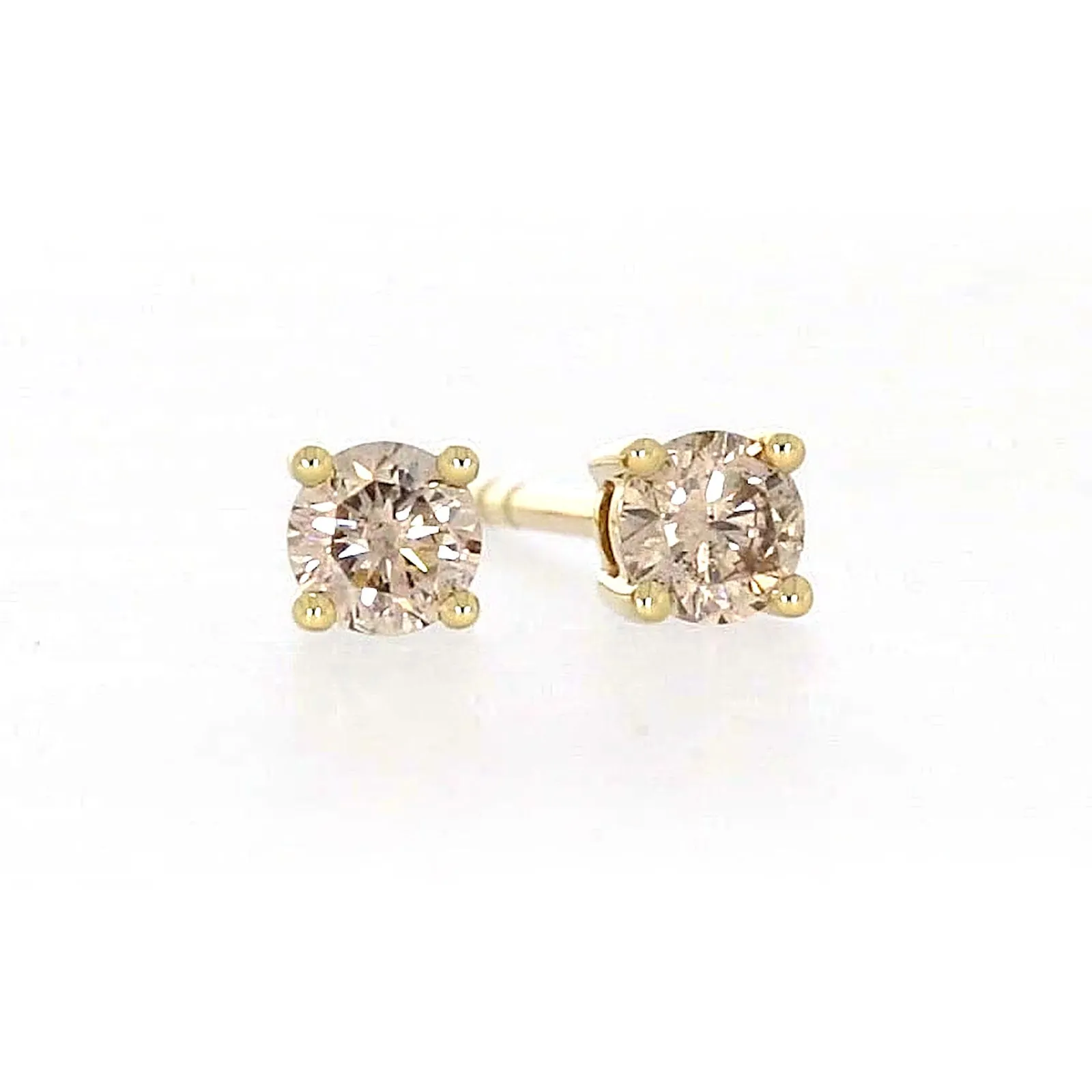 Solitaire 9ct Yellow Gold Round Brilliant Cut 1/4 CARAT tw of Diamonds Stud Earrings