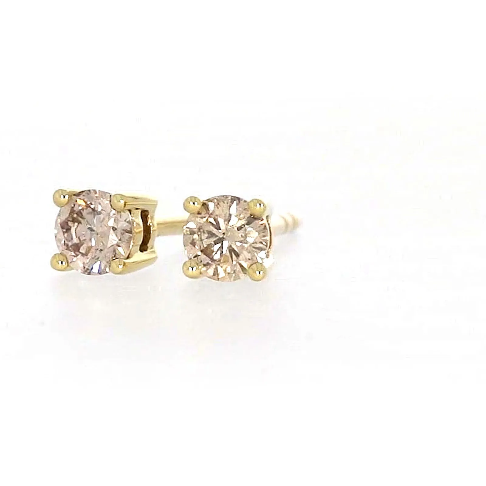 Solitaire 9ct Yellow Gold Round Brilliant Cut 1/4 CARAT tw of Diamonds Stud Earrings