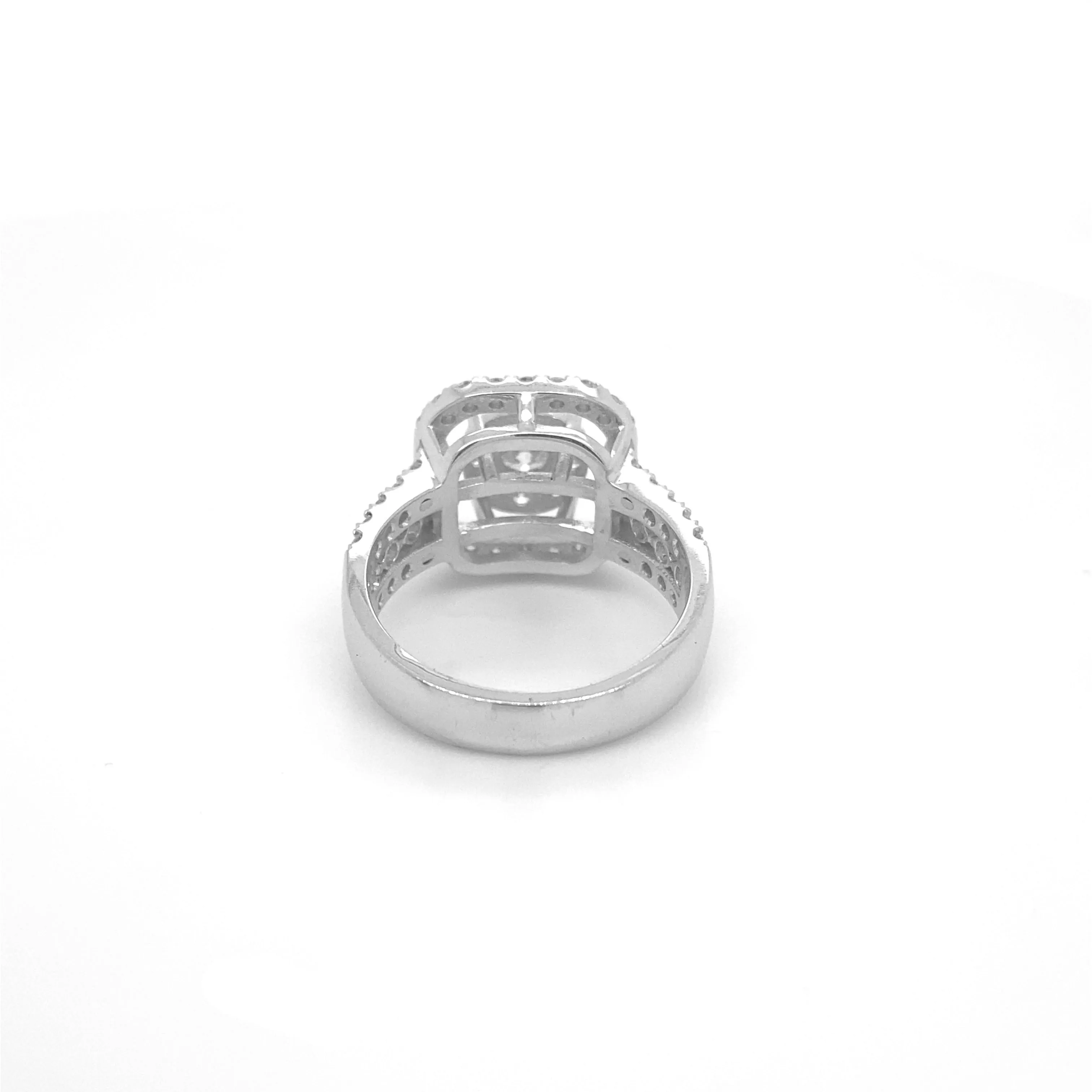 Square Tier Diamond White Gold Ring R016N