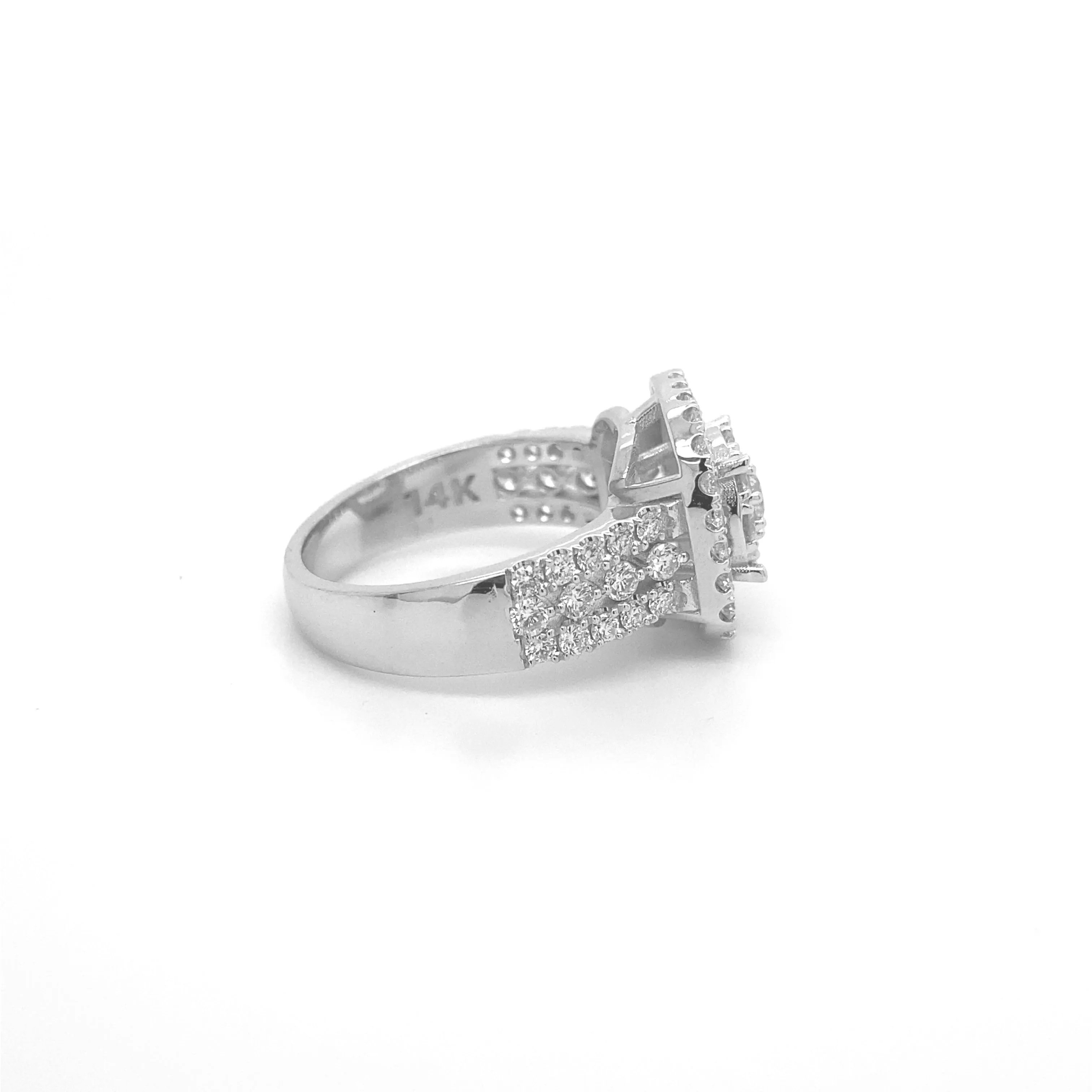 Square Tier Diamond White Gold Ring R016N