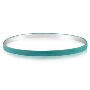 Sterling Silver Aqua Enamel On 65mm Bangle