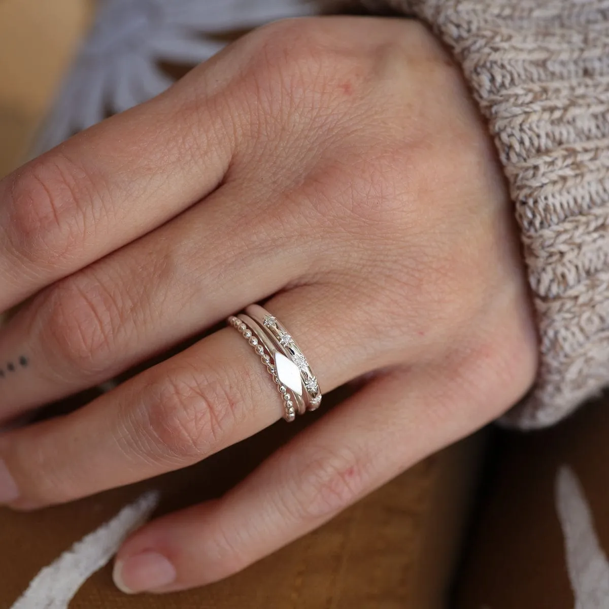 Sterling Silver Diamond Shaped Stacking Ring