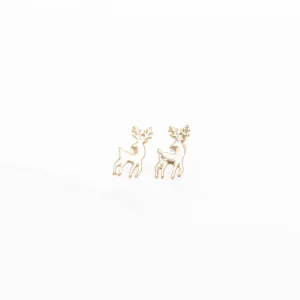 Sterling Silver Gold Reindeer Studs