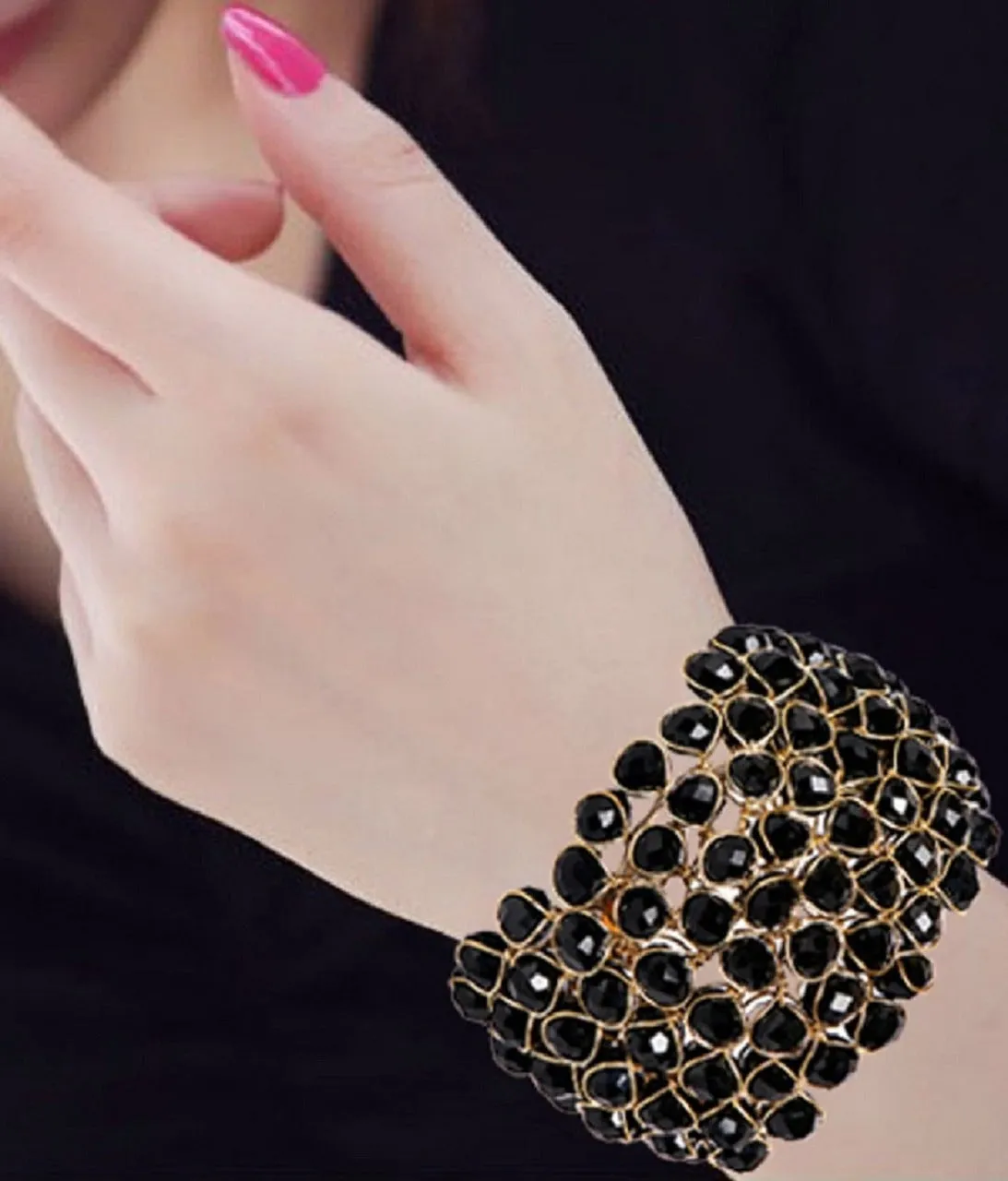 Stylish & Crystal Bracelet Black Color Suitable Size & Adjustable for Women and Girls