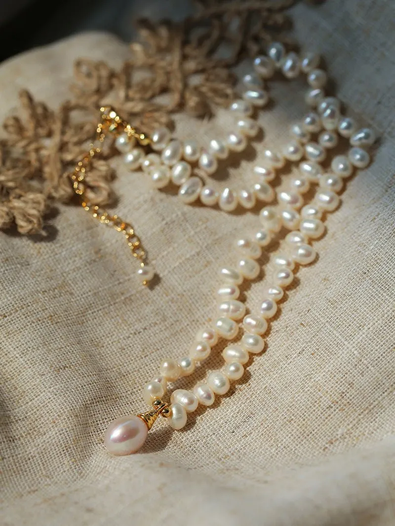 Stylish Classic Staggered Pearl Bead Pendant Necklace