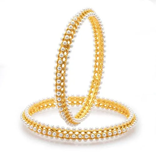 Sukkhi Pleasing Gold Plated Moti Bangles for Women