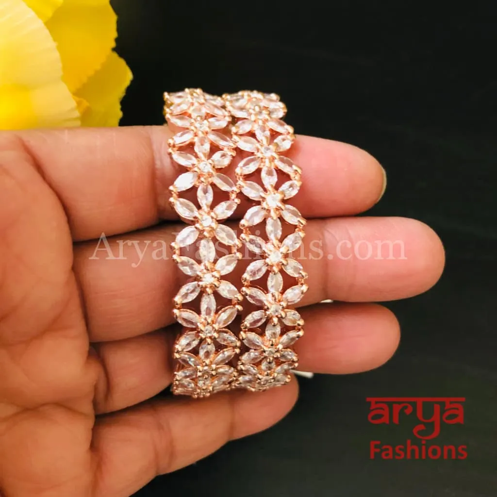 Sunisha Rose Gold Cubic Zirconia Bangles