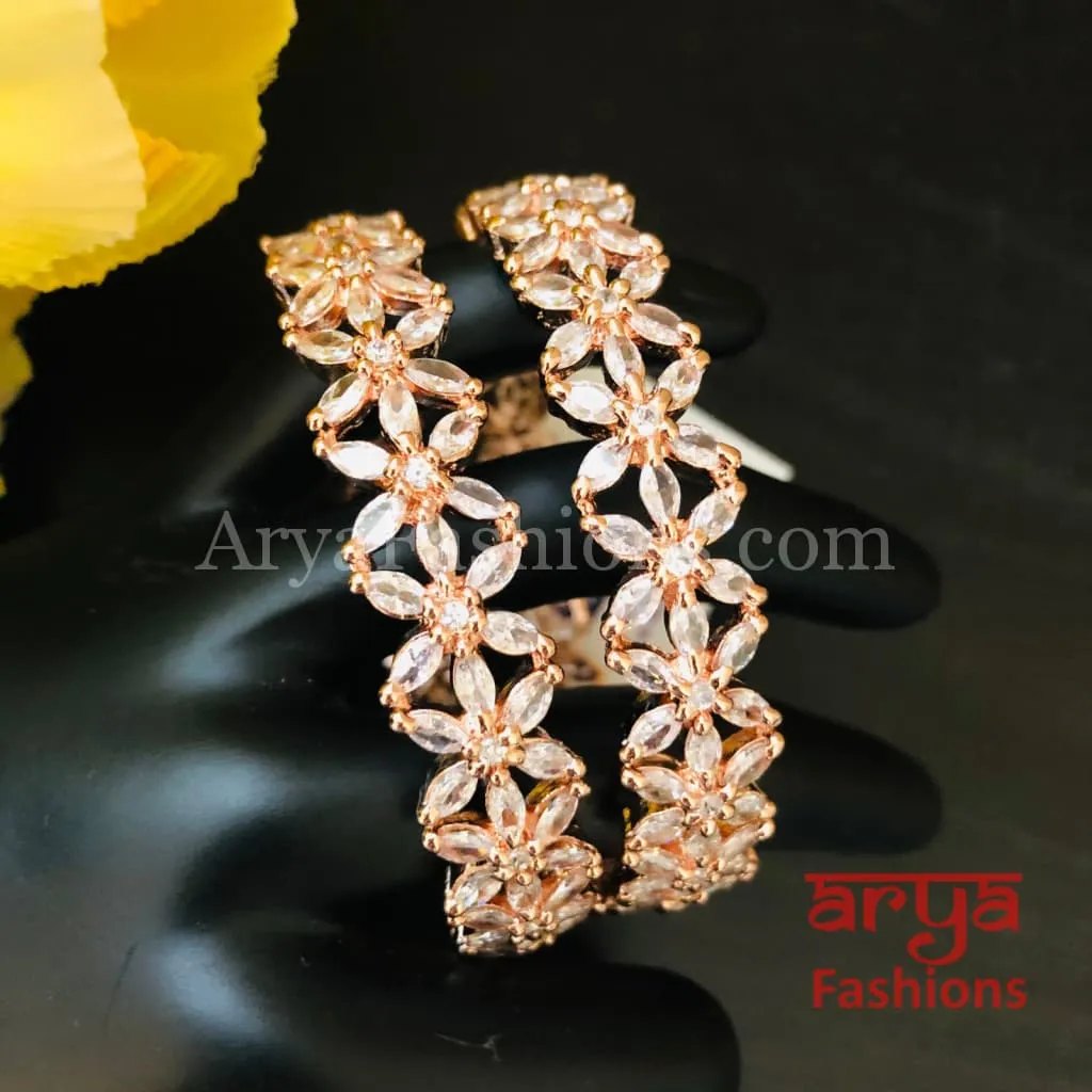 Sunisha Rose Gold Cubic Zirconia Bangles