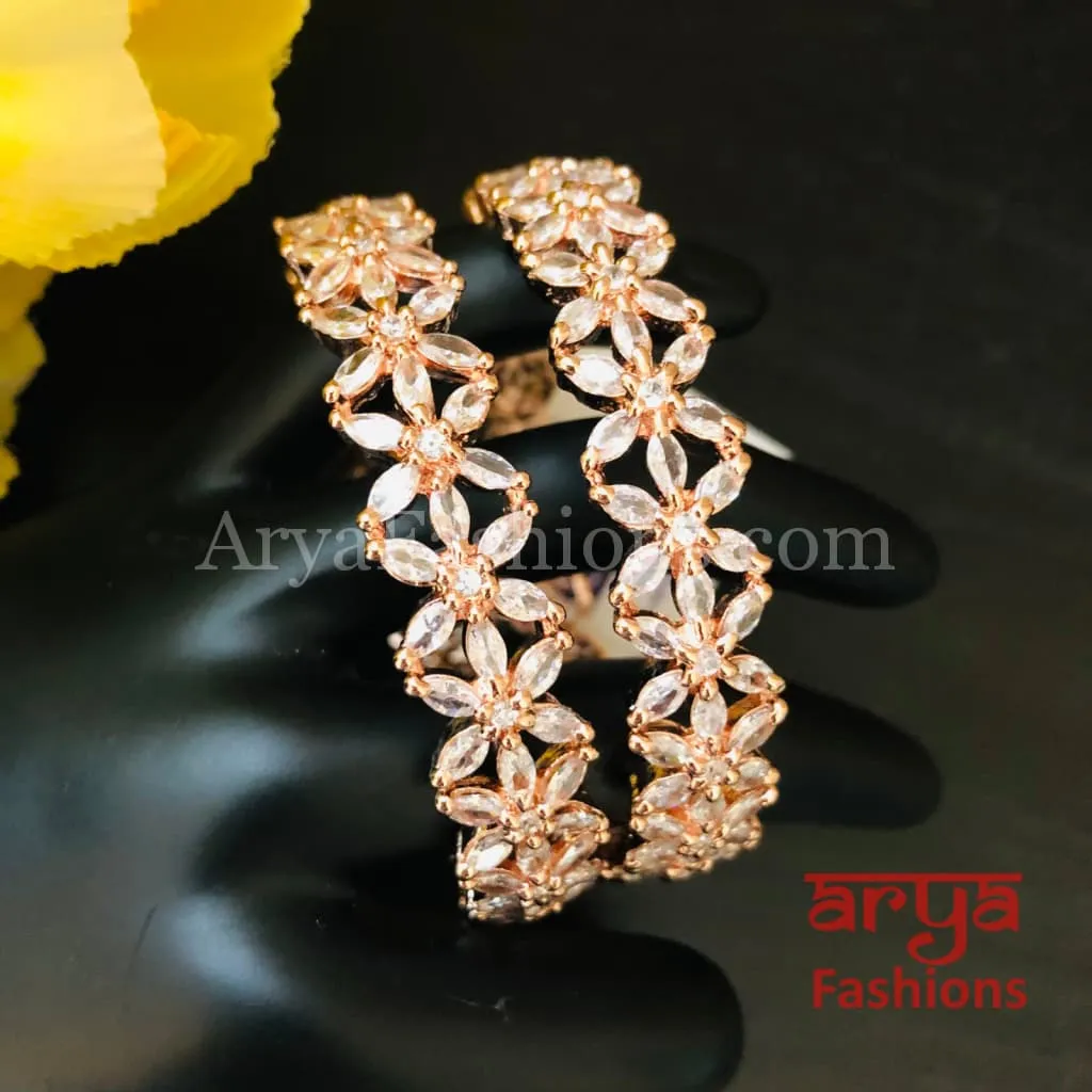 Sunisha Rose Gold Cubic Zirconia Bangles