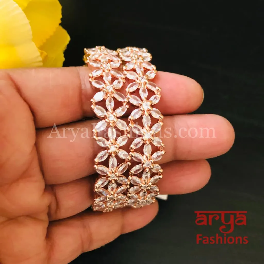 Sunisha Rose Gold Cubic Zirconia Bangles