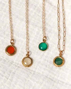 Susan Rifkin Gold Ornate Charm Necklace - Round (Multiple Colors!)