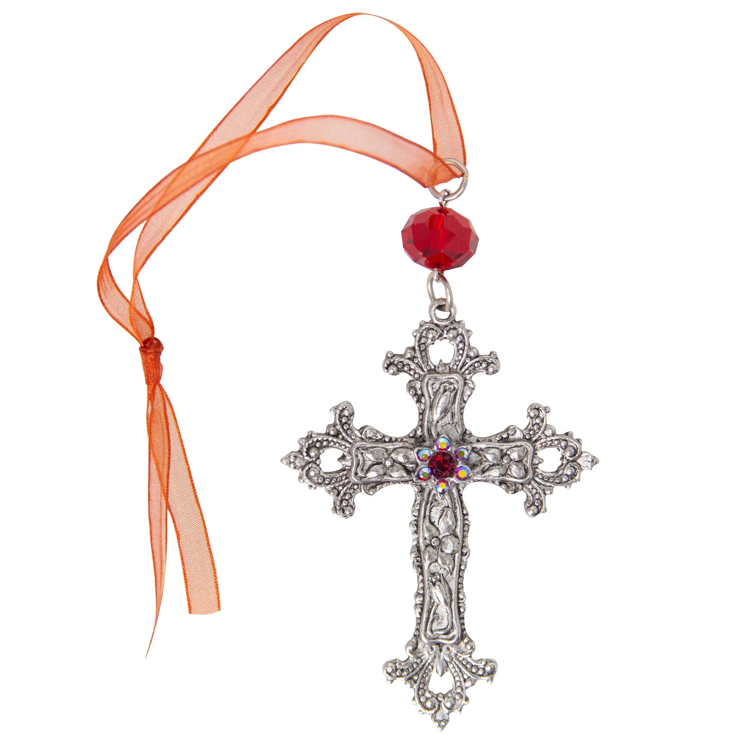 Symbols Of Faith Crystal Flower & Cross Christmas Tree Ornament