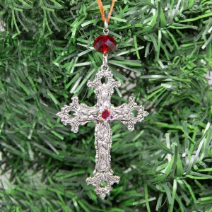 Symbols Of Faith Crystal Flower & Cross Christmas Tree Ornament