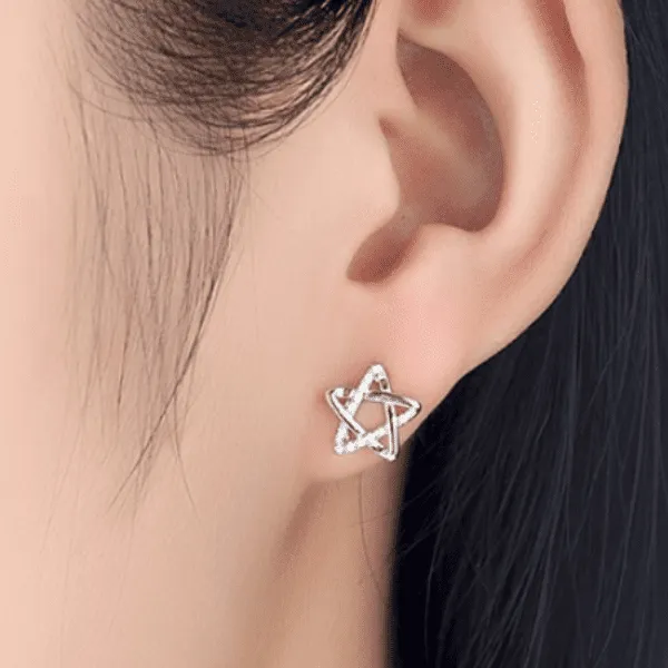 Tiny Twinkle Stars CZ Stud Earrings for Women