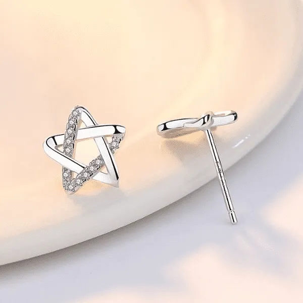 Tiny Twinkle Stars CZ Stud Earrings for Women