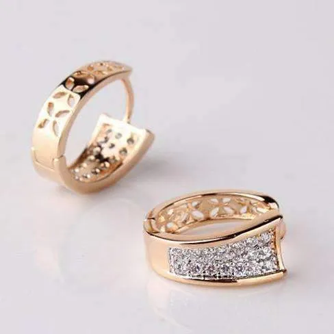 Triple Pave Filigree Petite Hoops 18k Gold Plated