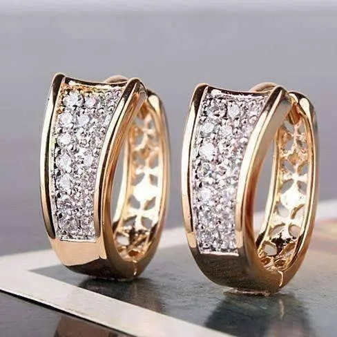 Triple Pave Filigree Petite Hoops 18k Gold Plated