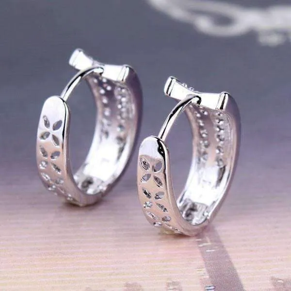 Triple Pave Filigree Petite Hoops 18k Gold Plated