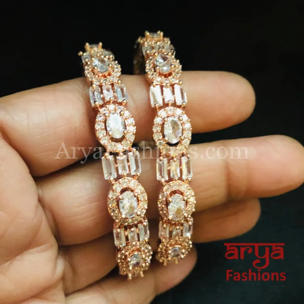 Tuhina Rose Gold Cubic Zirconia Statement Bangles