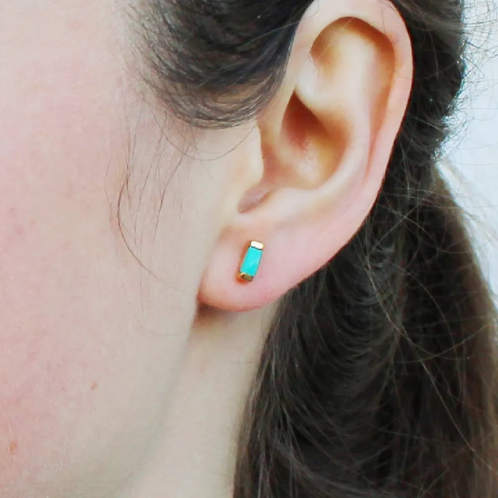 Turquoise Baguette Earrings