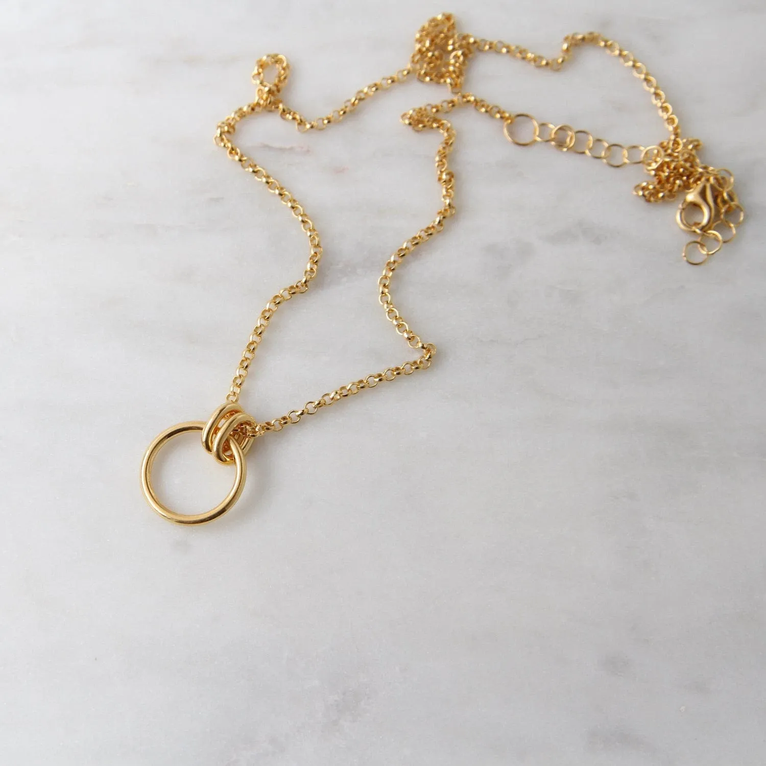 Vermeil Circle with Double Rings Necklace