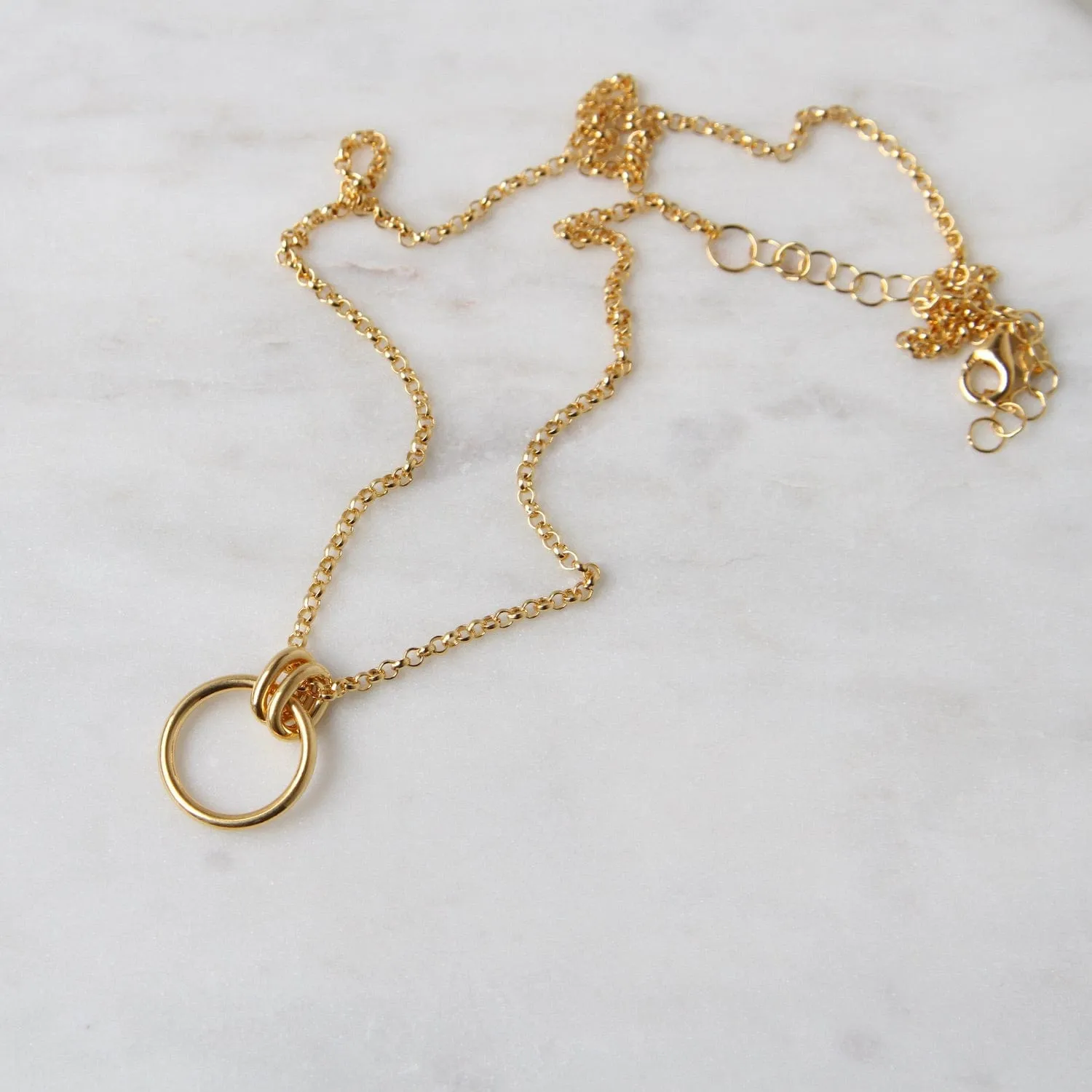 Vermeil Circle with Double Rings Necklace