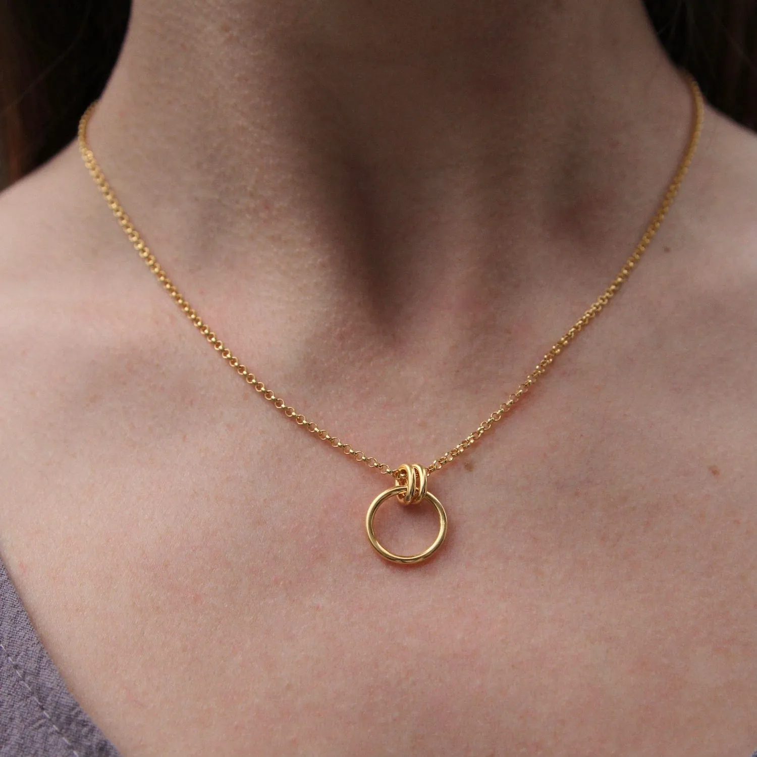 Vermeil Circle with Double Rings Necklace