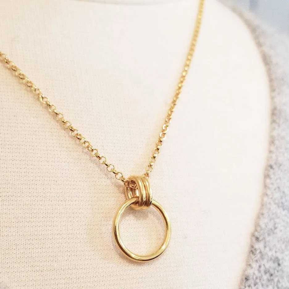 Vermeil Circle with Double Rings Necklace