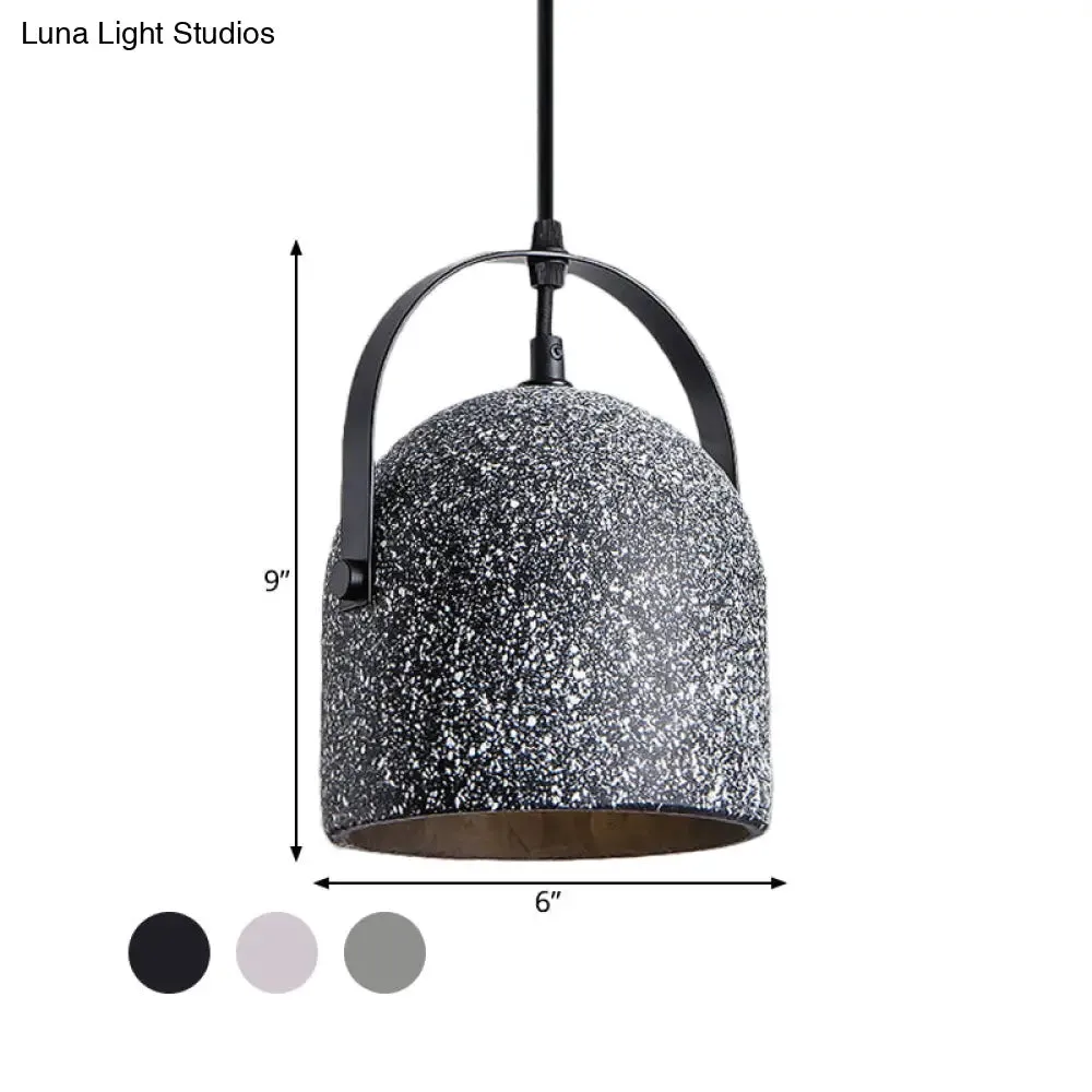 Vintage Cement Dome Pendant Light with Handle - White, Black, Grey - for Hallways