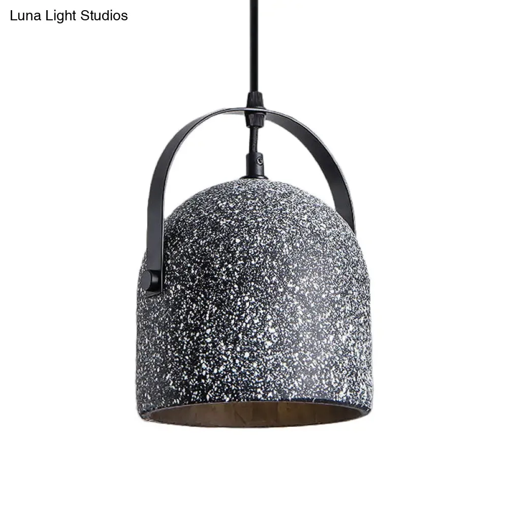 Vintage Cement Dome Pendant Light with Handle - White, Black, Grey - for Hallways