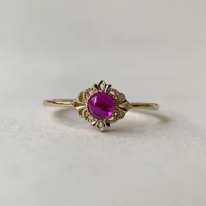 Vintage Round Cut Ruby Rings - 14k Gold Vermeil Art Deco Rings