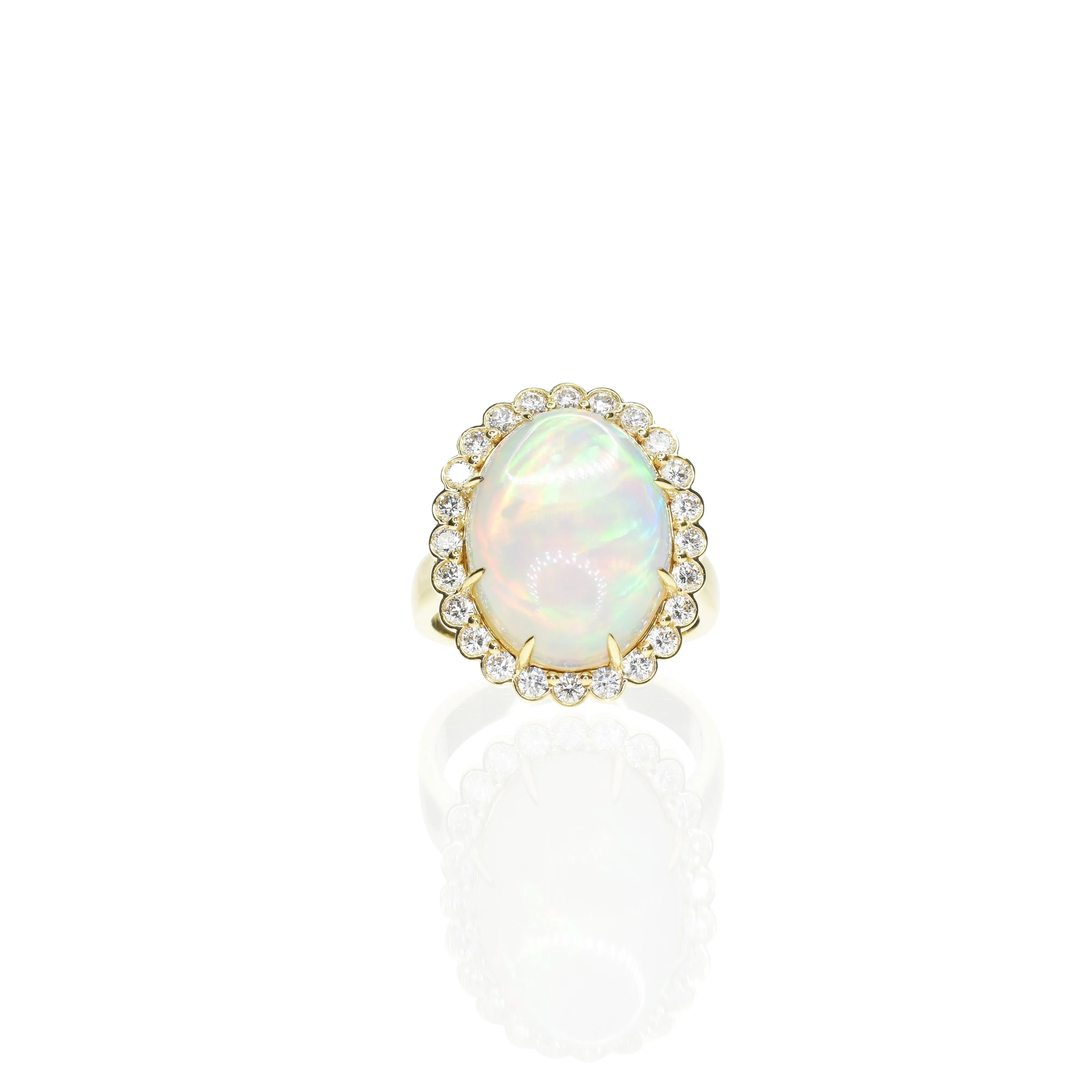 Vintage Style Halo Opal Ring