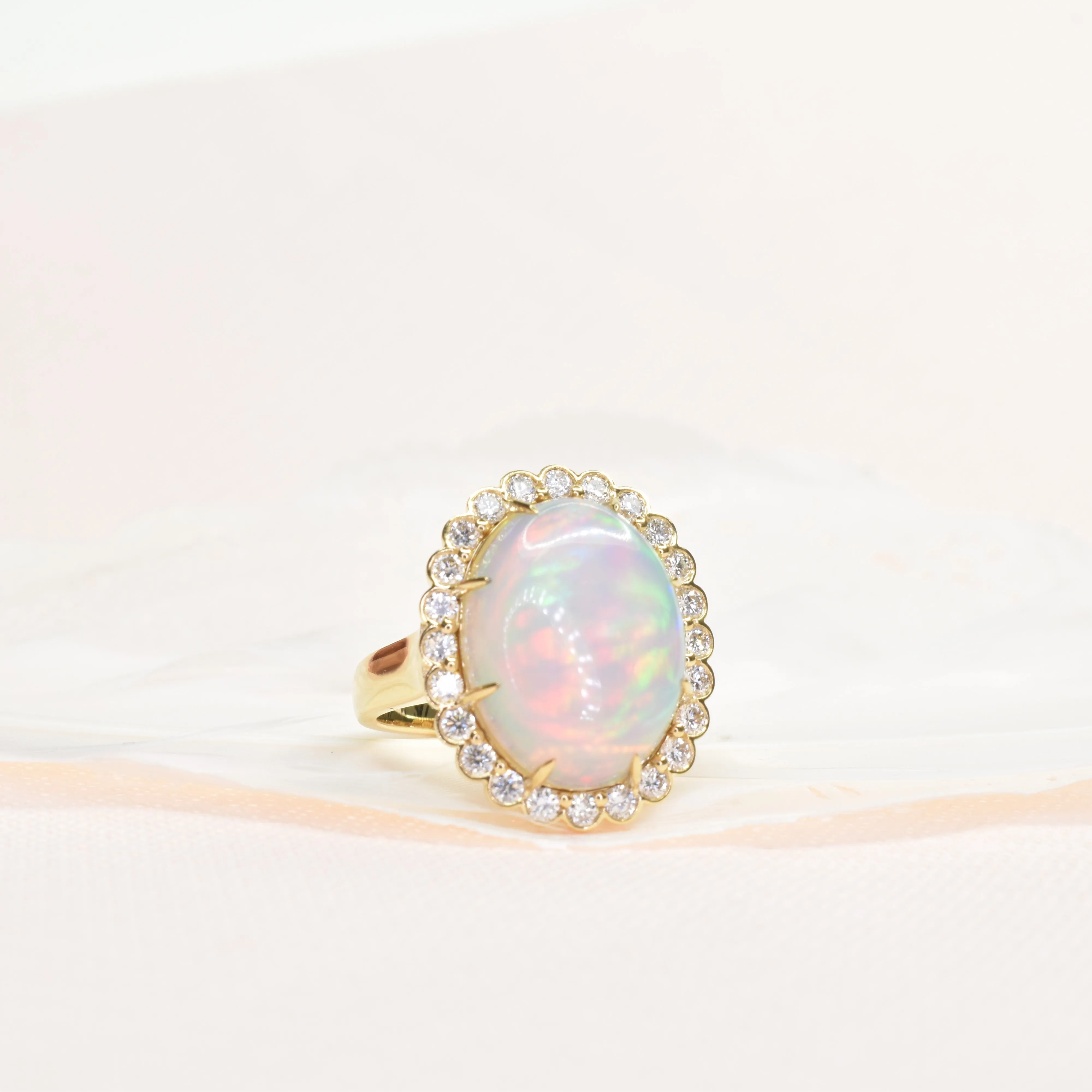 Vintage Style Halo Opal Ring