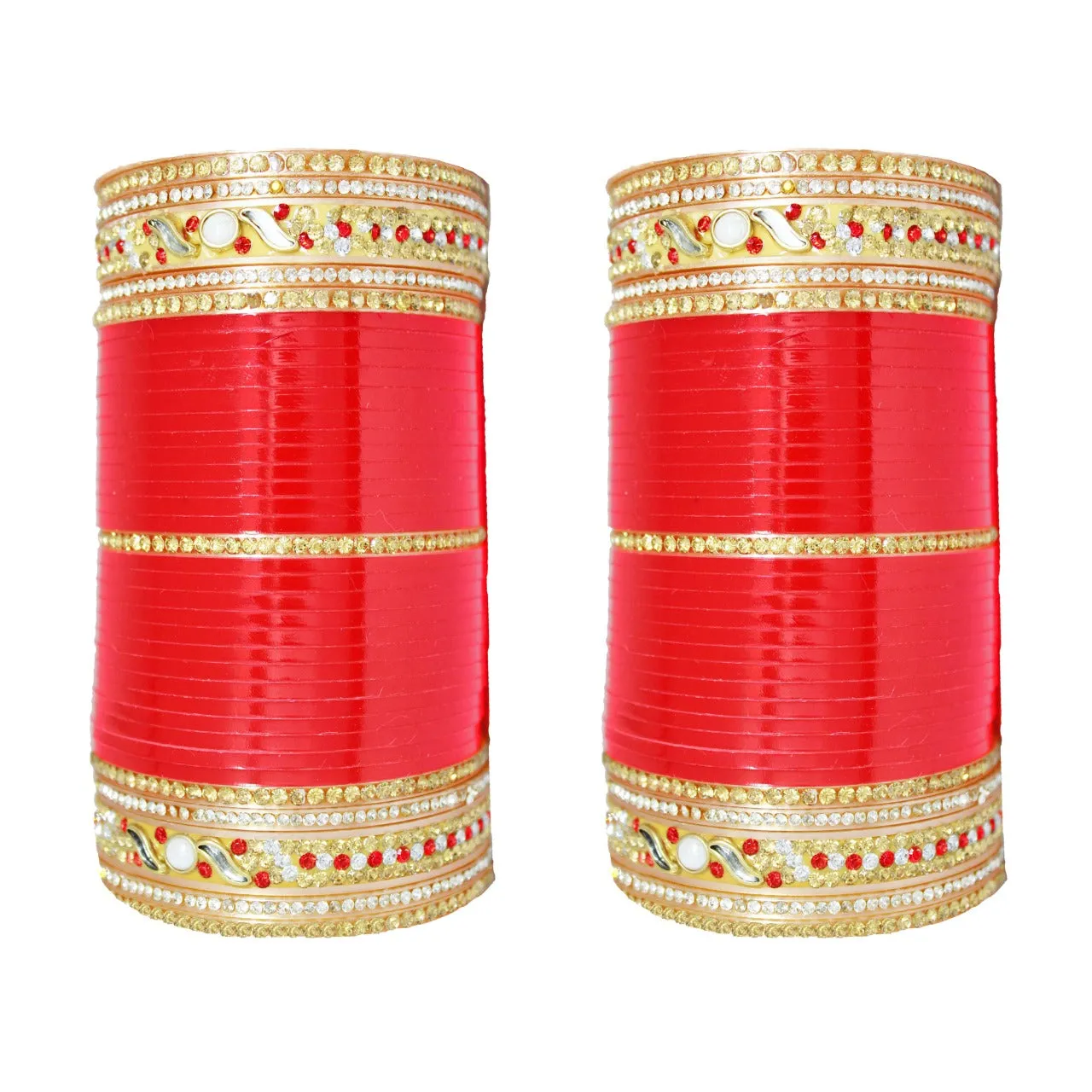 Wedding Look Red and Gold Plastic Chuda for Women