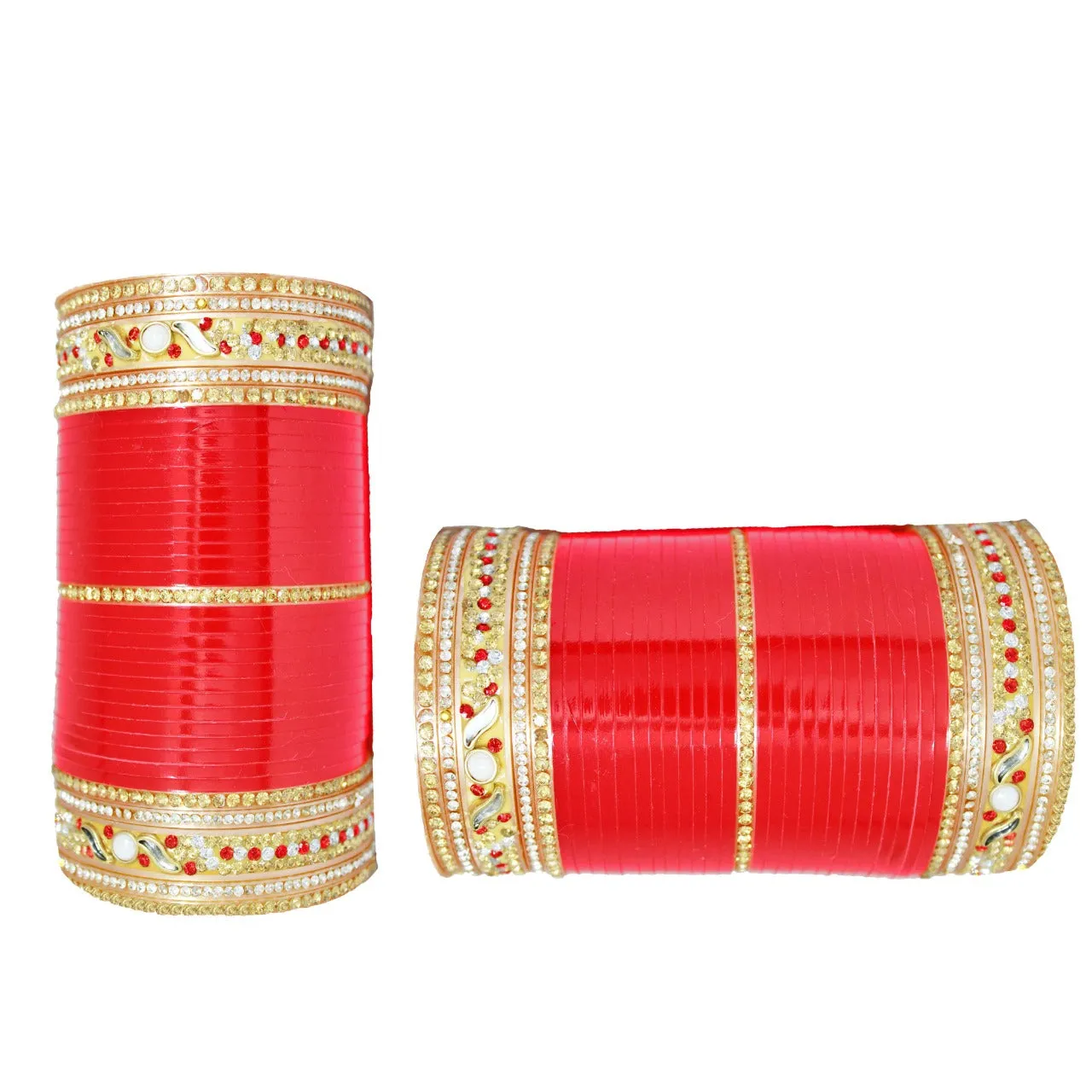 Wedding Look Red and Gold Plastic Chuda for Women